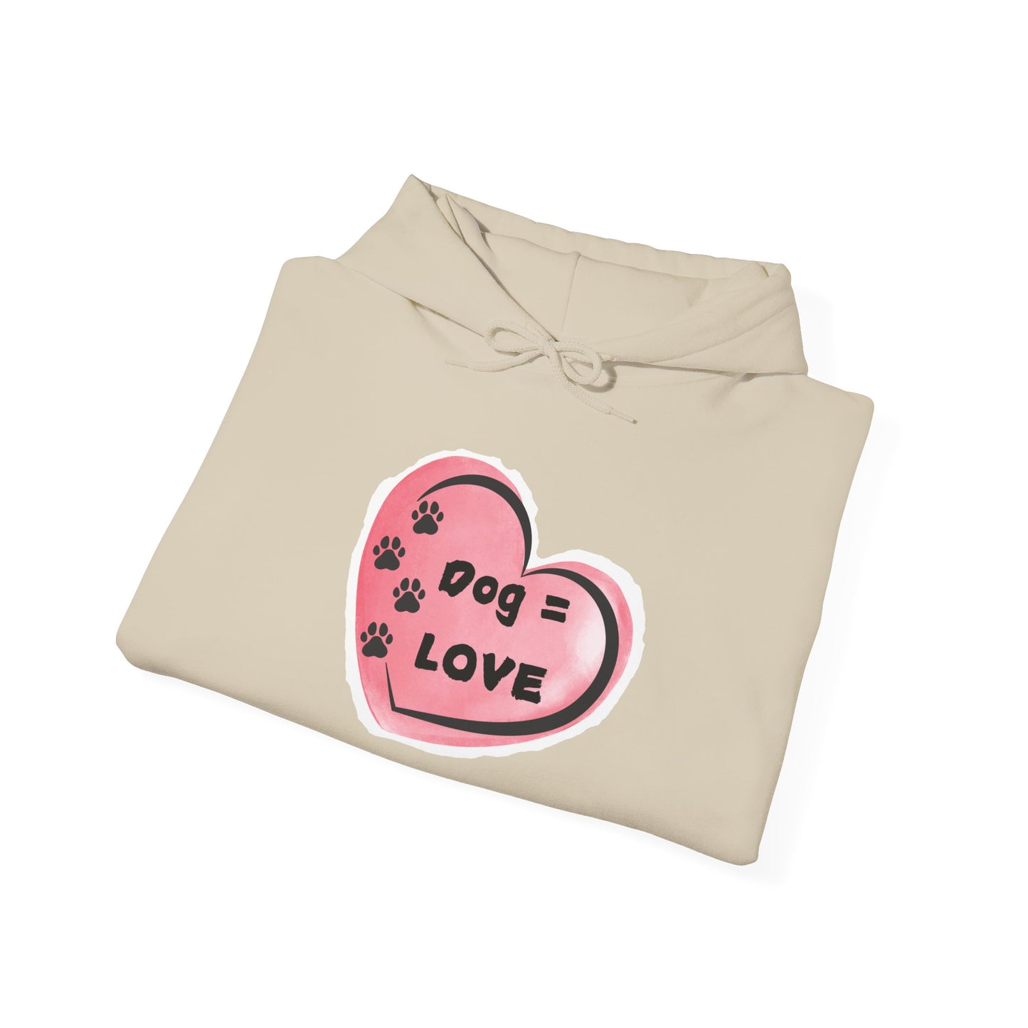 Dog=Love Paw Print with Heart Hoodie