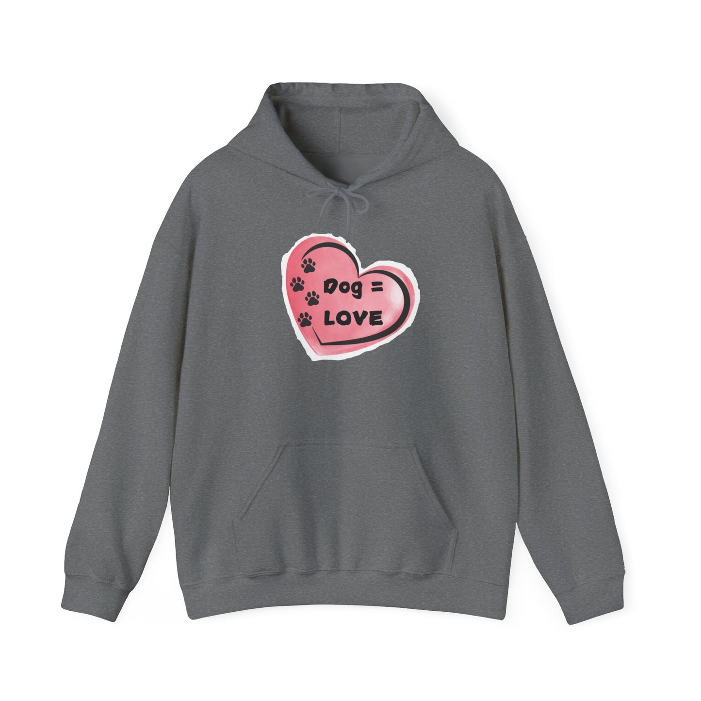 Dog=Love Paw Print with Heart Hoodie