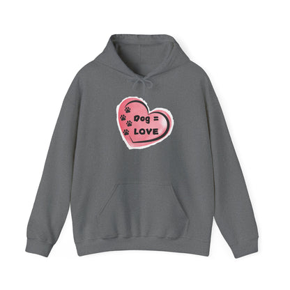 Dog=Love Paw Print with Heart Hoodie