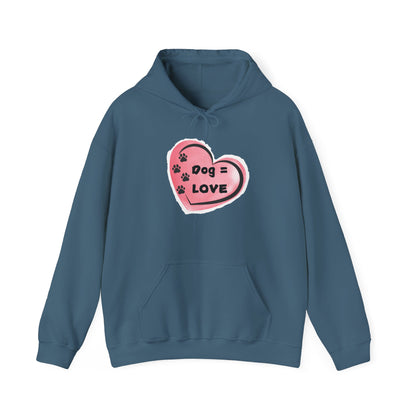Dog=Love Paw Print with Heart Hoodie
