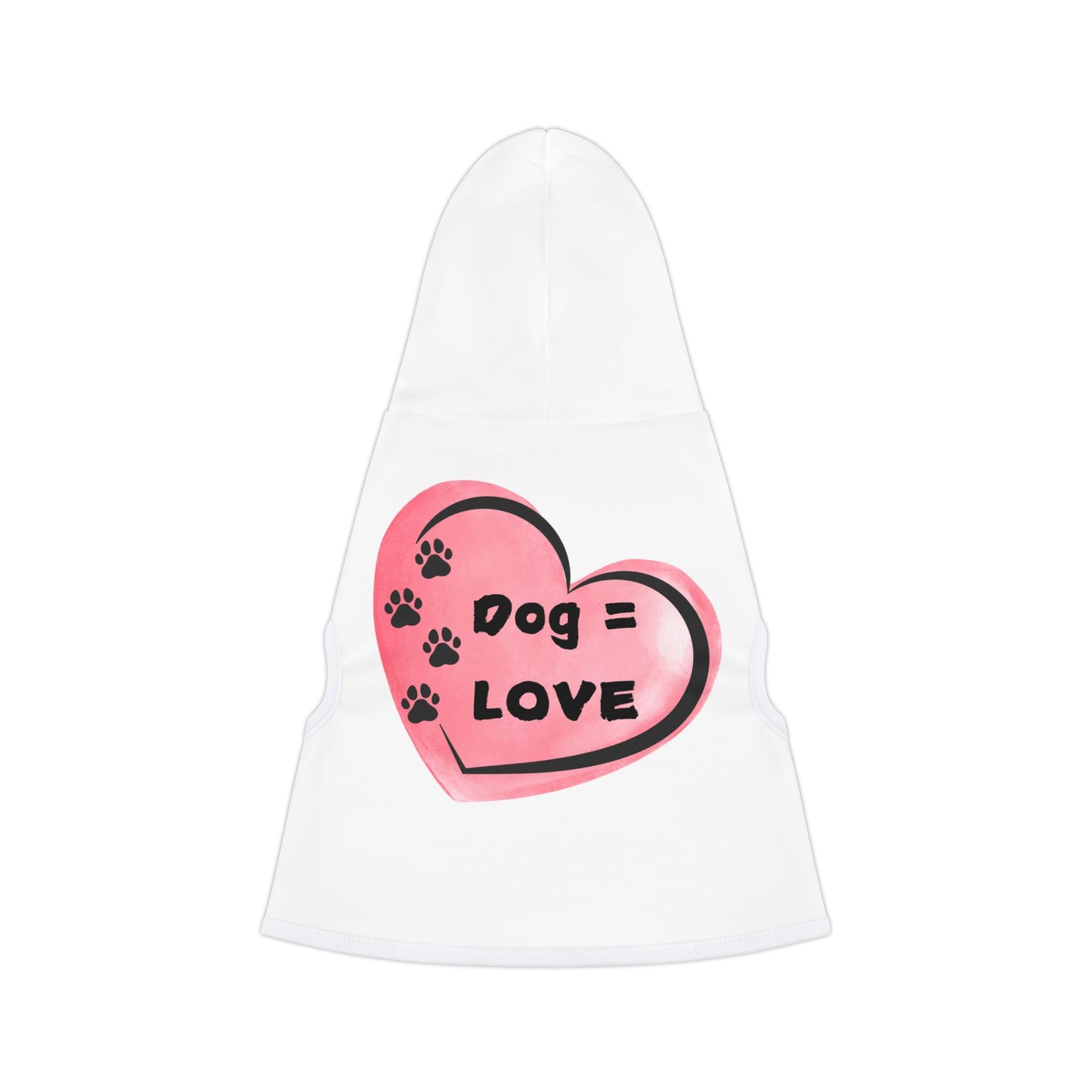 Dog=Love Paw Prints and Heart Hoodie
