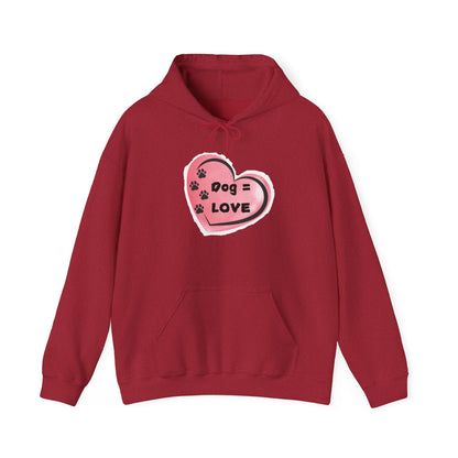 Dog=Love Paw Print with Heart Hoodie