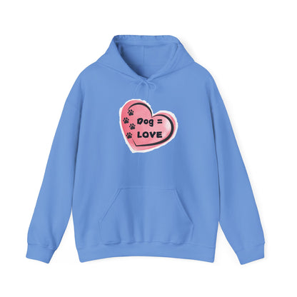 Dog=Love Paw Print with Heart Hoodie