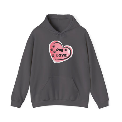 Dog=Love Paw Print with Heart Hoodie