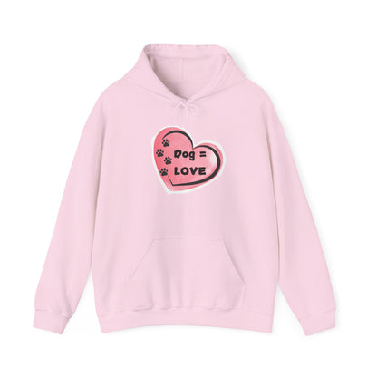 Dog=Love Paw Print with Heart Hoodie