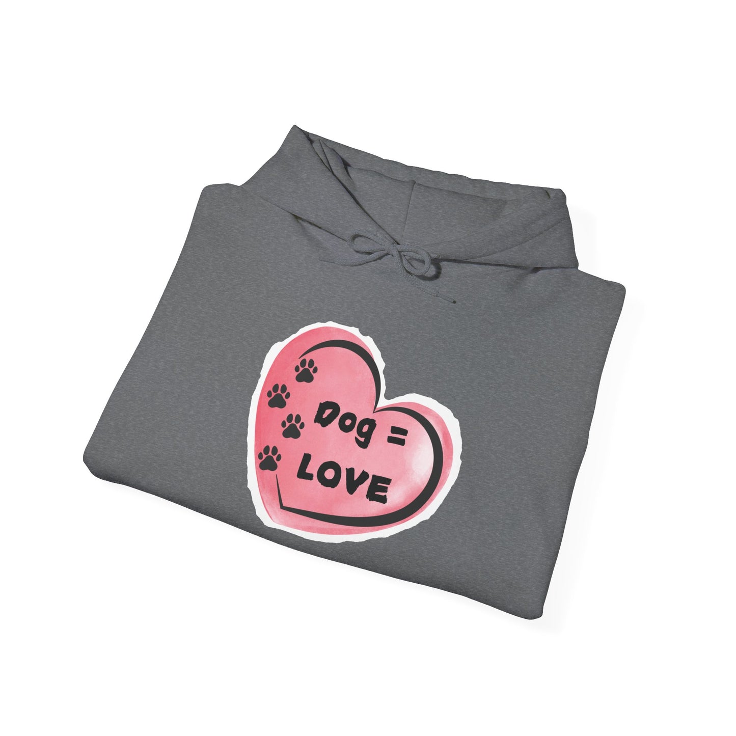 Dog=Love Paw Print with Heart Hoodie