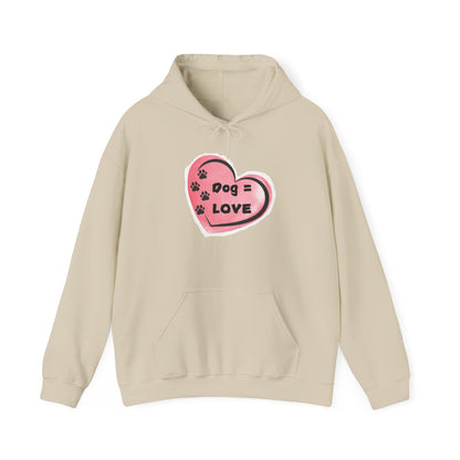 Dog=Love Paw Print with Heart Hoodie