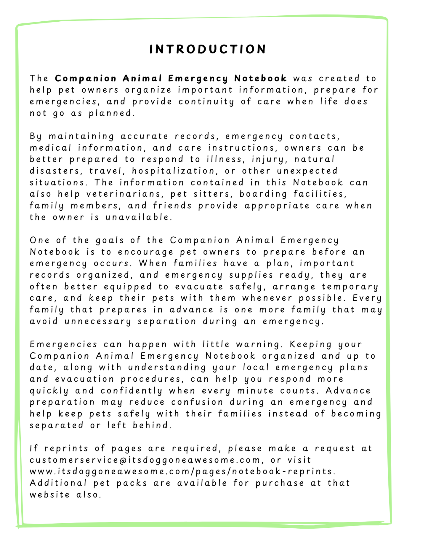 Companion Animal Emergency Notebook - Cat & Dog Edition