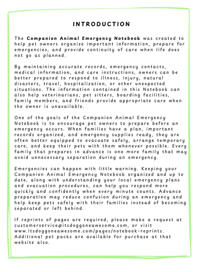 Companion Animal Emergency Notebook - Cat & Dog Edition