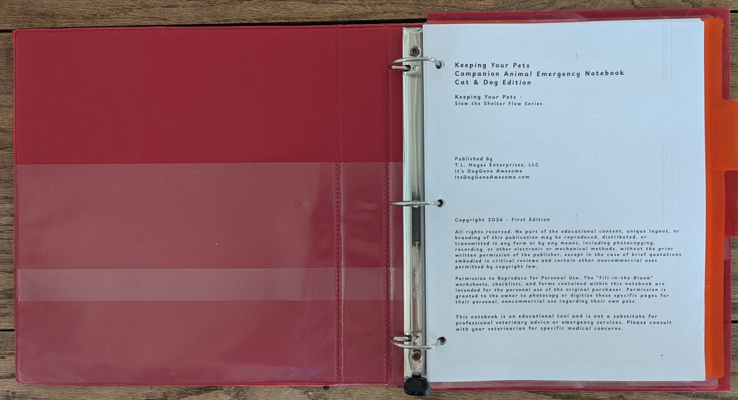 Companion Animal Emergency Notebook - Cat & Dog Edition