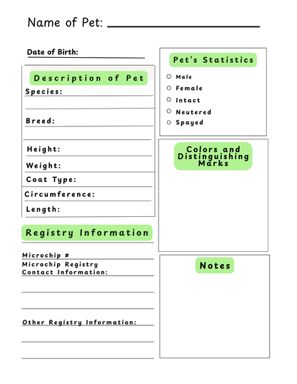 Companion Animal Emergency Notebook - Cat & Dog Edition