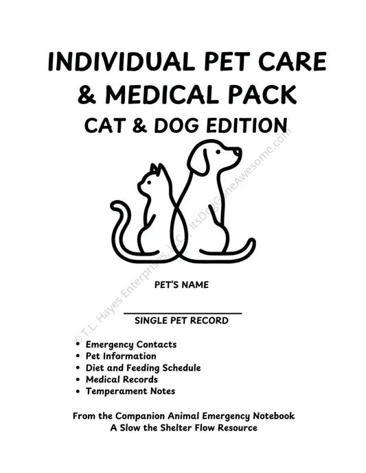 Individual Pet Care & Medical Pack - Cat & Dog Edition - Educational Resource