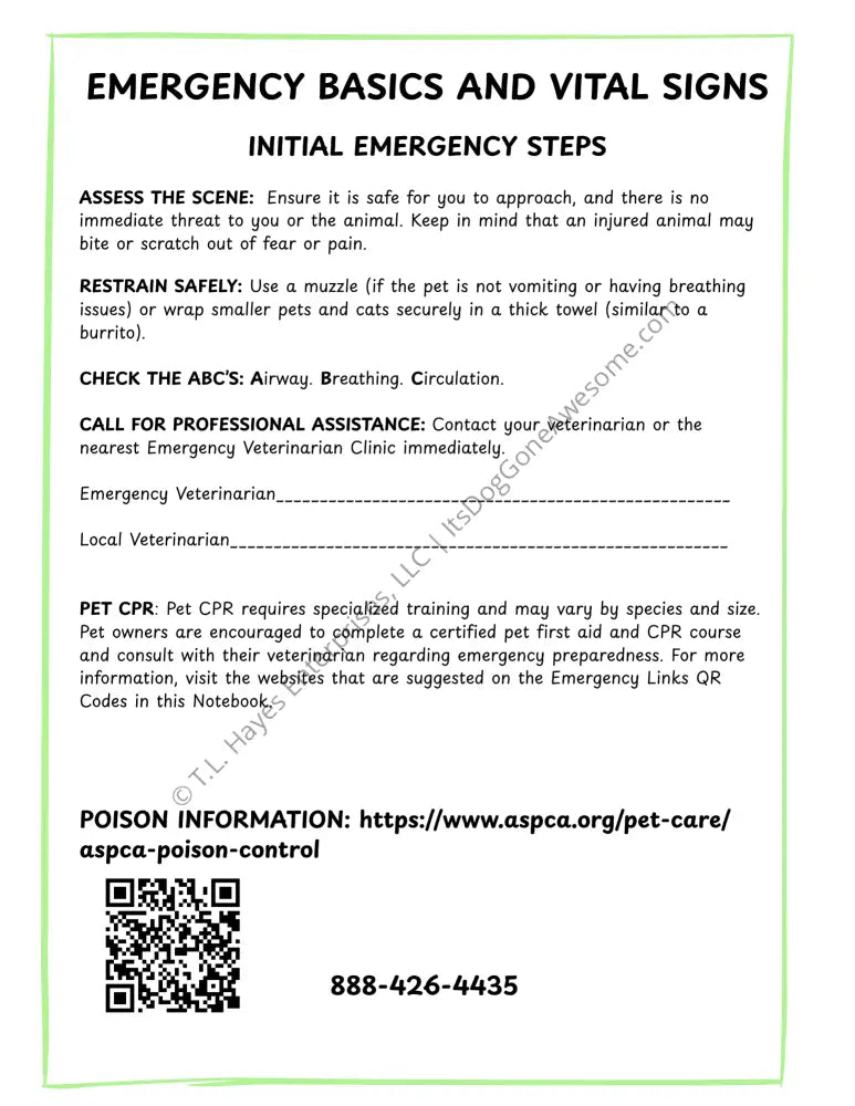 Pet Emergency Awareness and Prevention Pack - Cat & Dog Edition - Educational Resource