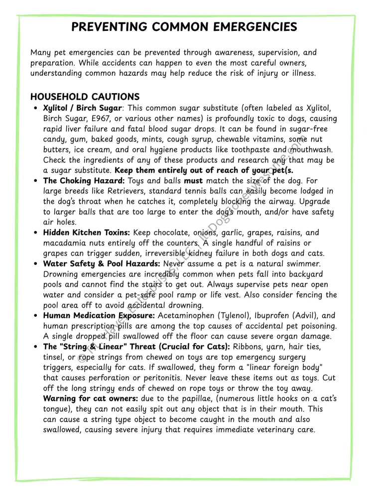 Pet Emergency Awareness and Prevention Pack - Cat & Dog Edition - Educational Resource