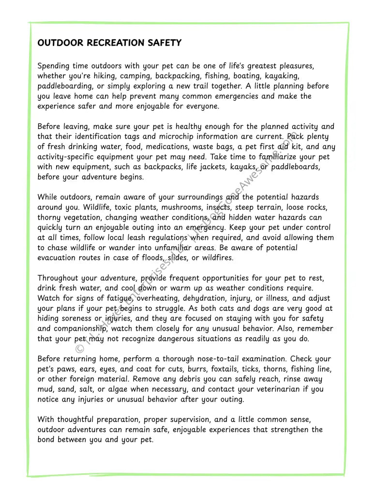Pet Emergency Awareness and Prevention Pack - Cat & Dog Edition - Educational Resource