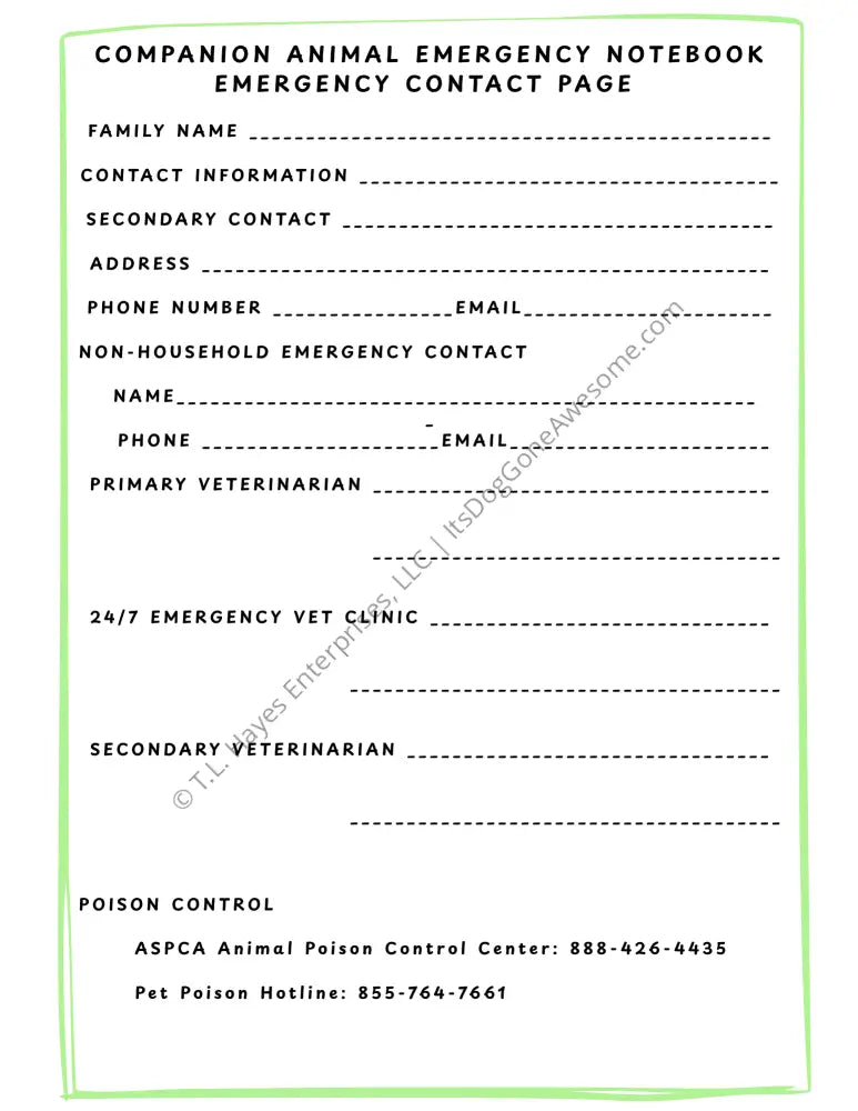 Pet Emergency Preparation Pack - Educational Resource