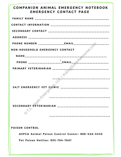 Pet Emergency Preparation Pack - Educational Resource