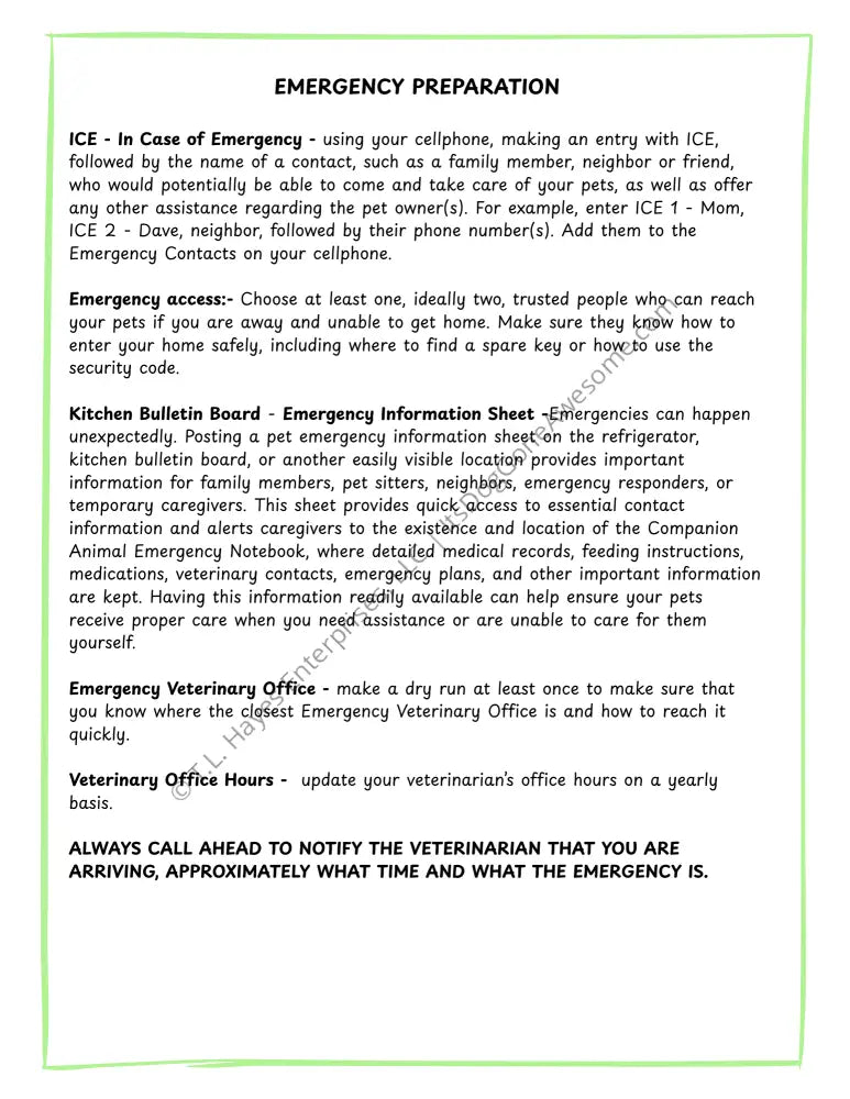 Pet Emergency Preparation Pack - Educational Resource