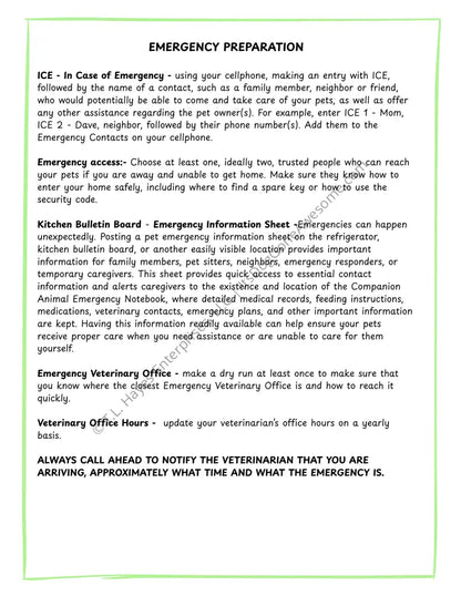 Pet Emergency Preparation Pack - Educational Resource