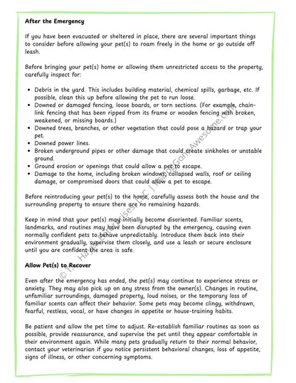 Pet Emergency Preparation Pack - Educational Resource